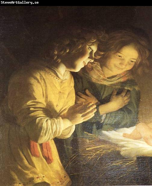 HONTHORST, Gerrit van Adoration of the Child (detail) sf